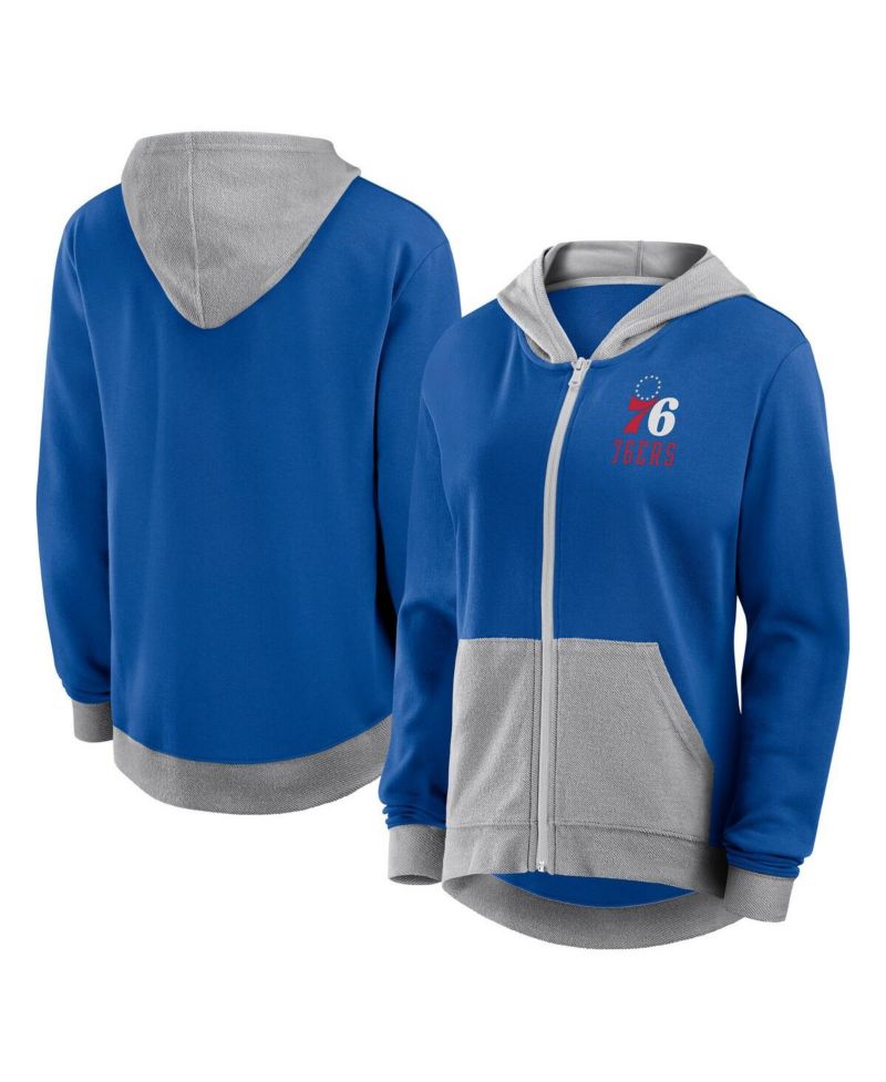 Women's Royal Philadelphia 76ers Hit It French Terry Full-Zip Hoodie