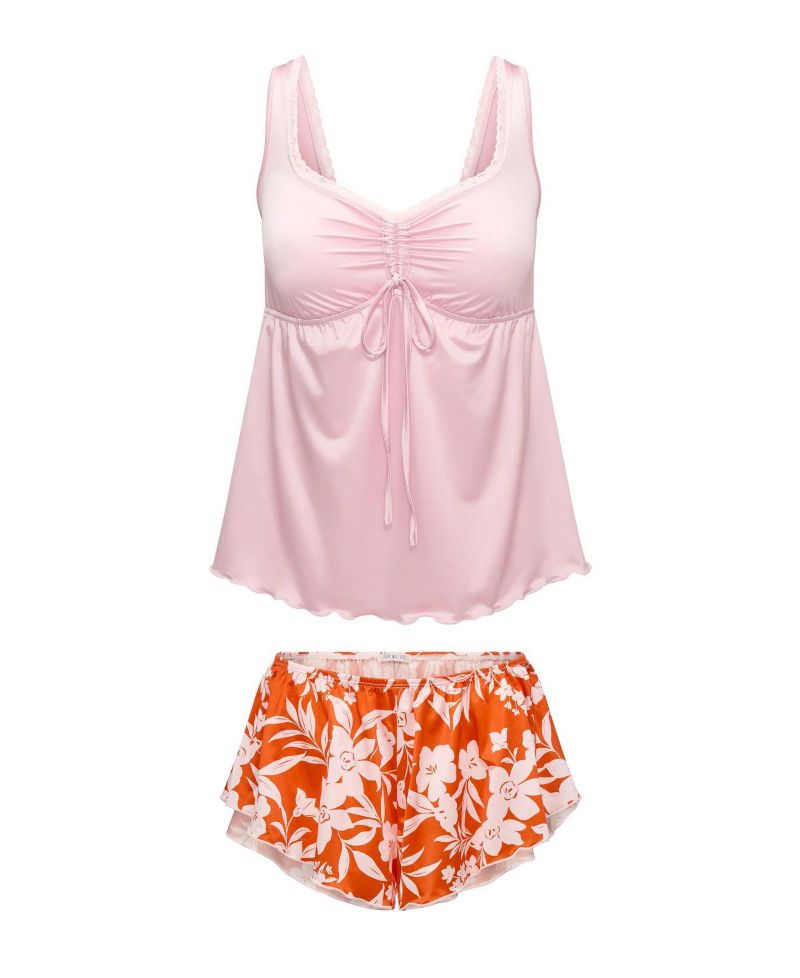Plus Size Lavern Pajama Tank Top and Shorts Set