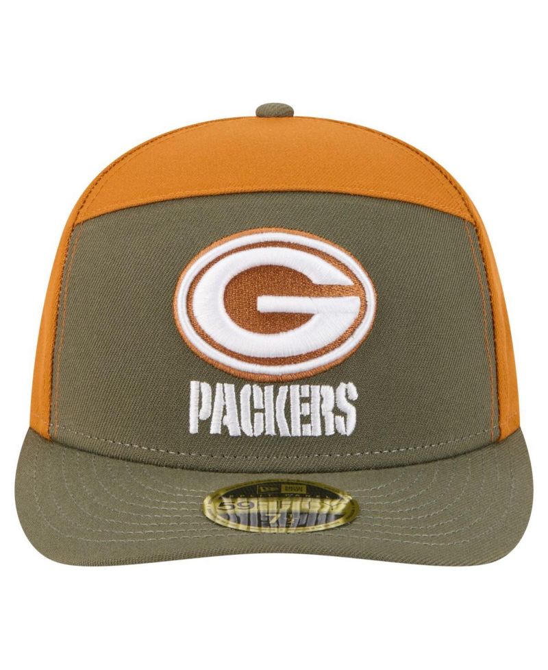 Men's Olive/Brown Green Bay Packers Two-Tone Color Pack Split Panel 59FIFTY Fitted Hat