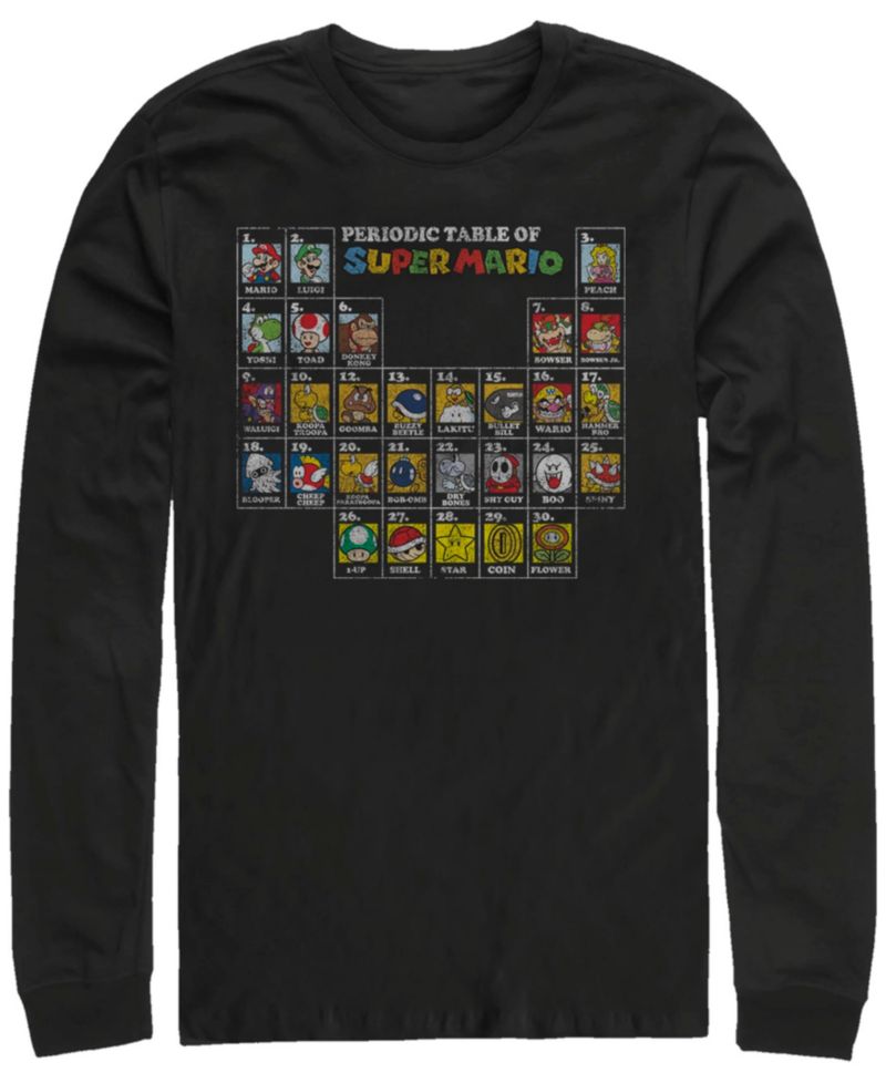 Men's Nintendo Mushroom Table Long Sleeve Crew Tee