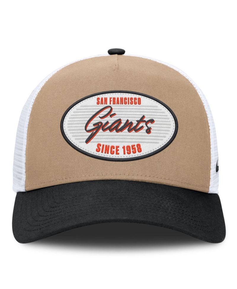 Men's Khaki/Black San Francisco Giants Rise A-Frame Trucker Adjustable Hat