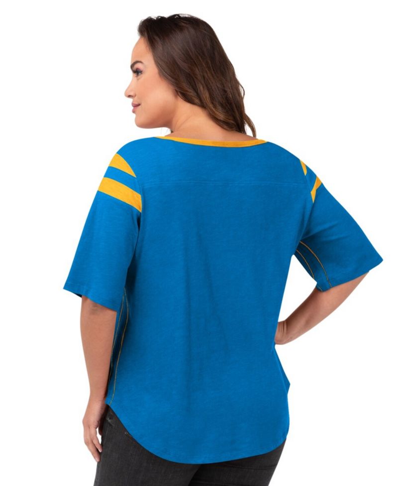 Women's Light Blue Los Angeles Chargers Plus Size Linebacker T-Shirt