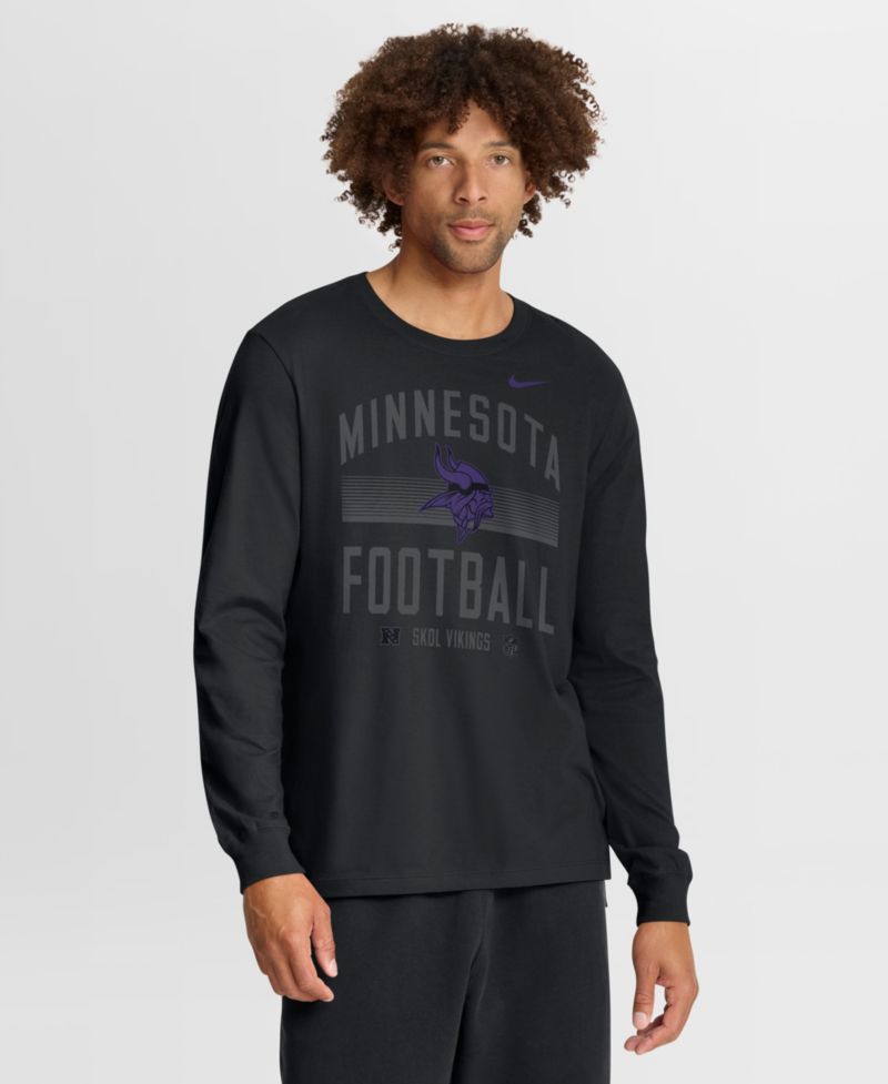 Men's Black Minnesota Vikings Always Prepared Essential Cotton Long Sleeve T-Shirt