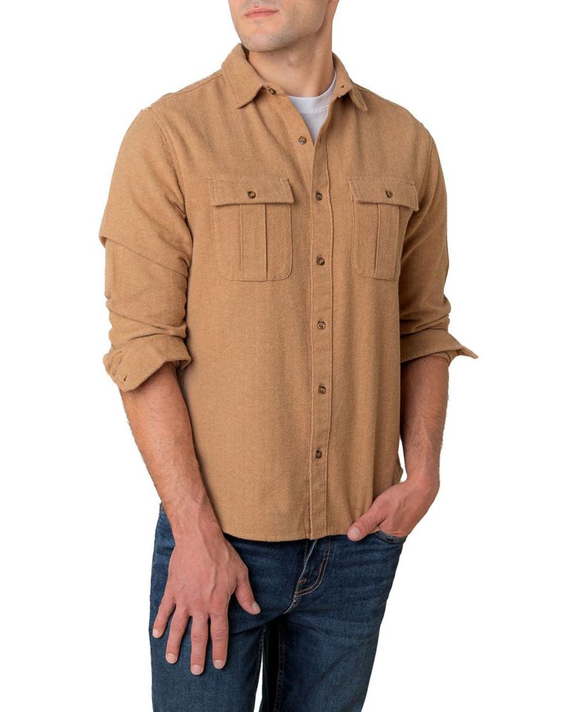 Men's Hope and Henry Organic Flannel Double Pocket Button Down Shirt
