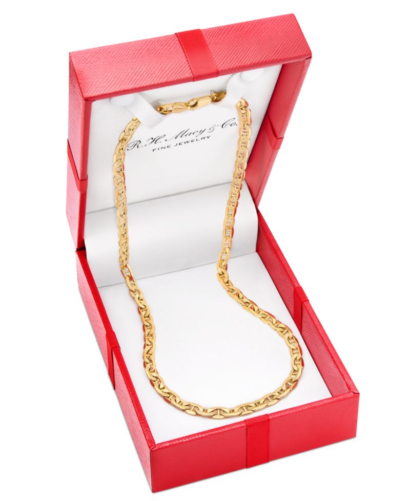 Lightweight Polished Mariner Link Chain Necklace Collection in 14k Gold (5.5MM)