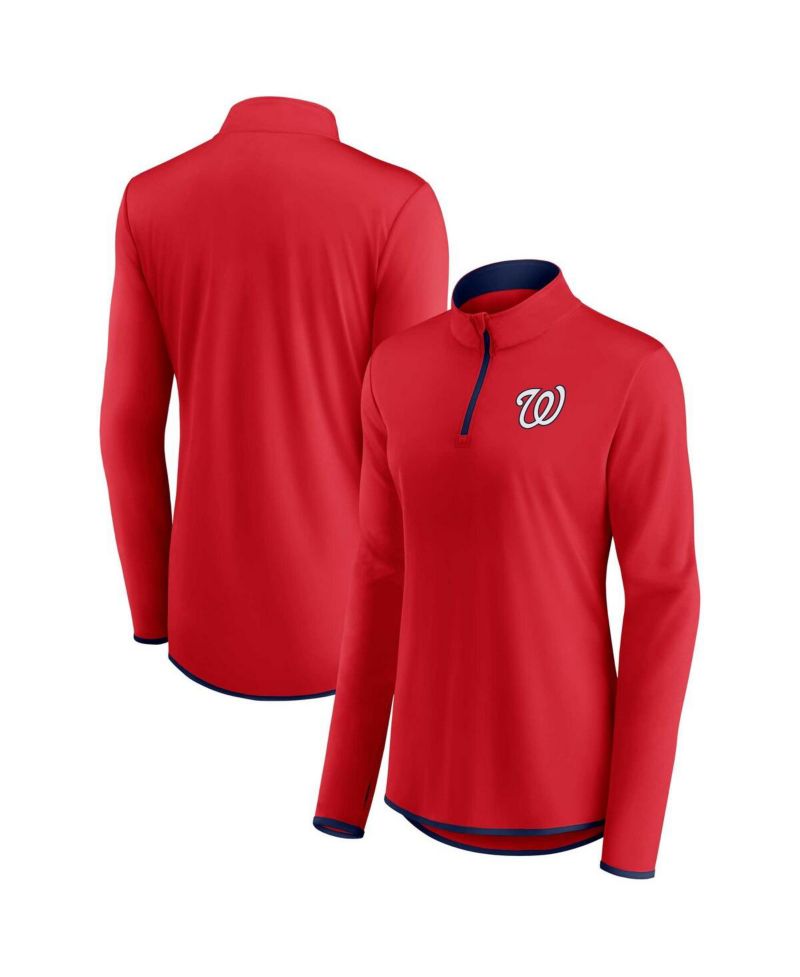 Women's Red Washington Nationals Corner Quarter-Zip Sweatshirt