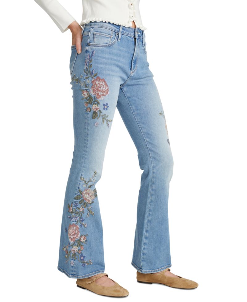 Women's Mila x Natura Needlepoint Mid-Rise Floral Bootcut Jeans