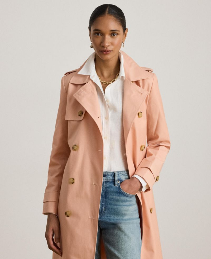 Petite Belted Water-Resistant Trench Coat