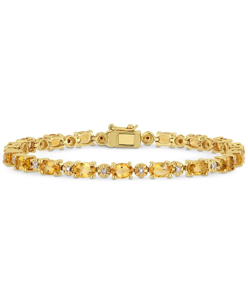Citrine (8-1/10 ct. t.w.) & Diamond Accent Link Bracelet in 18k Gold-Plated Sterling Silver