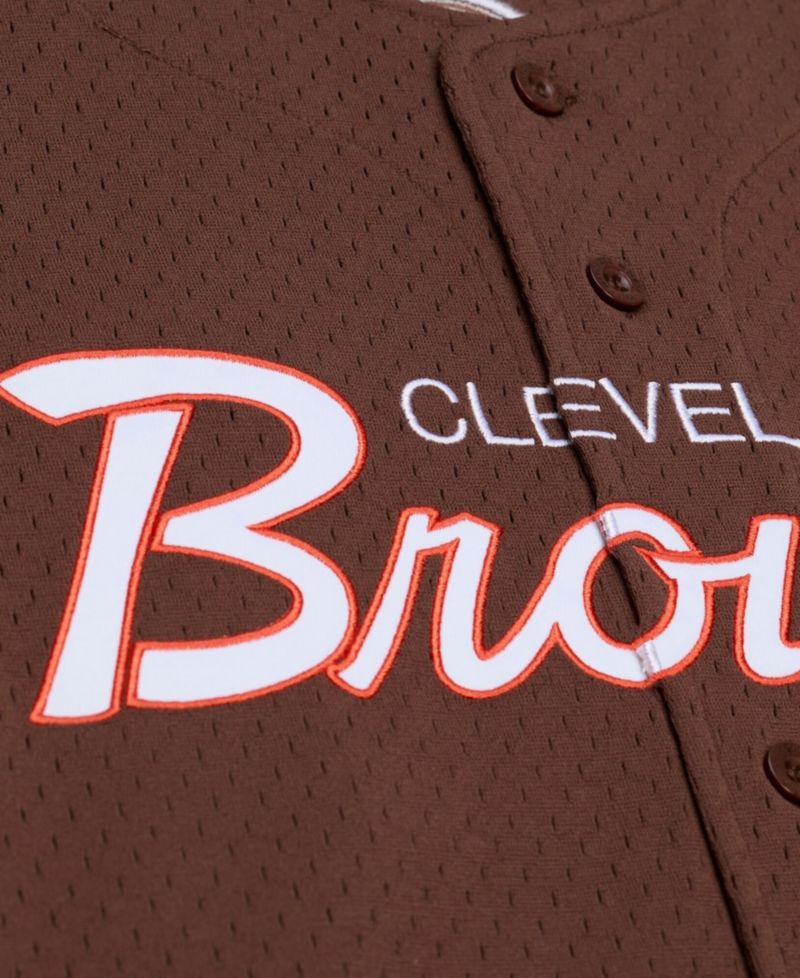 Men's Brown Cleveland Browns Head Coach Mesh Full-Button Fashion Jersey