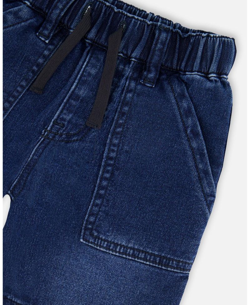 Baby Boy French Terry Navy Blue Denim Shorts