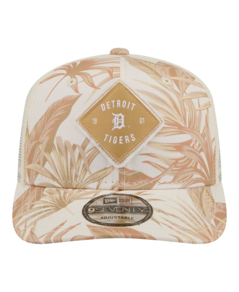 Men's Tan Detroit Tigers Tonal Palm COOLERA 9SEVENTY Adjustable Trucker Hat