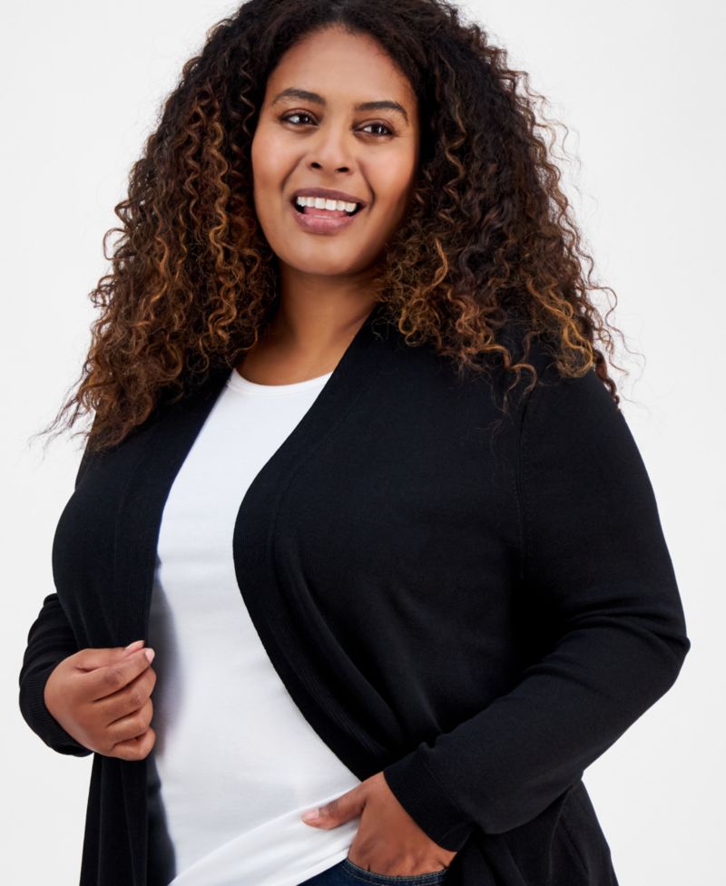 Plus Size Open-Front Cardigan Sweater