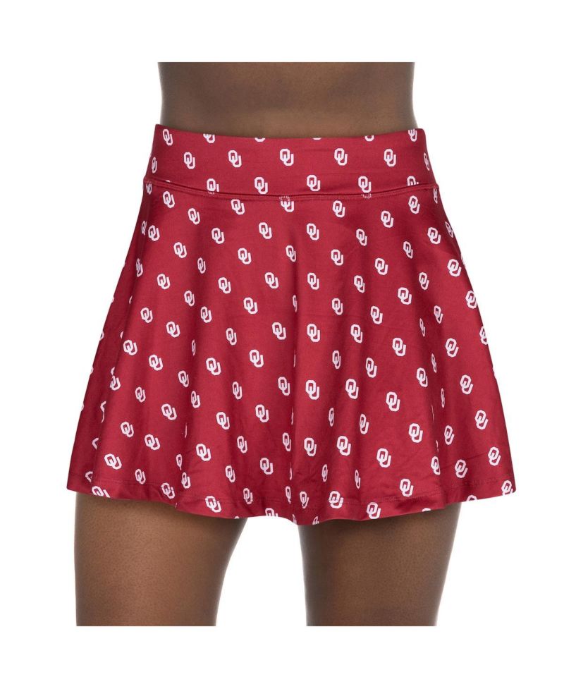 Women's Crimson Oklahoma Sooners All-Over Print Flowy Skort