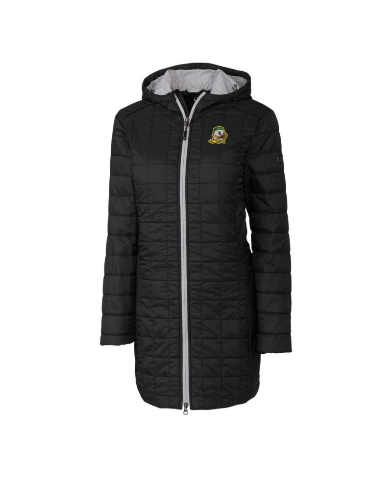 Women's Black Oregon Ducks Rainier PrimaLoft Eco Hooded Long Coat