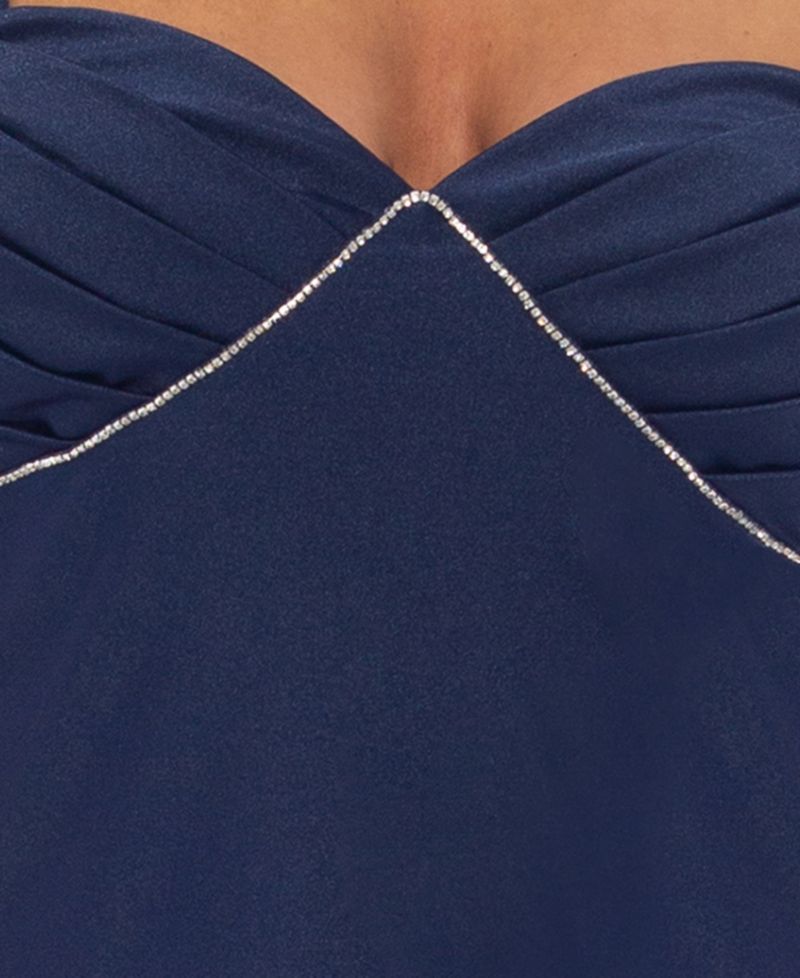 Juniors' Embellished Power Satin Sheath Dress