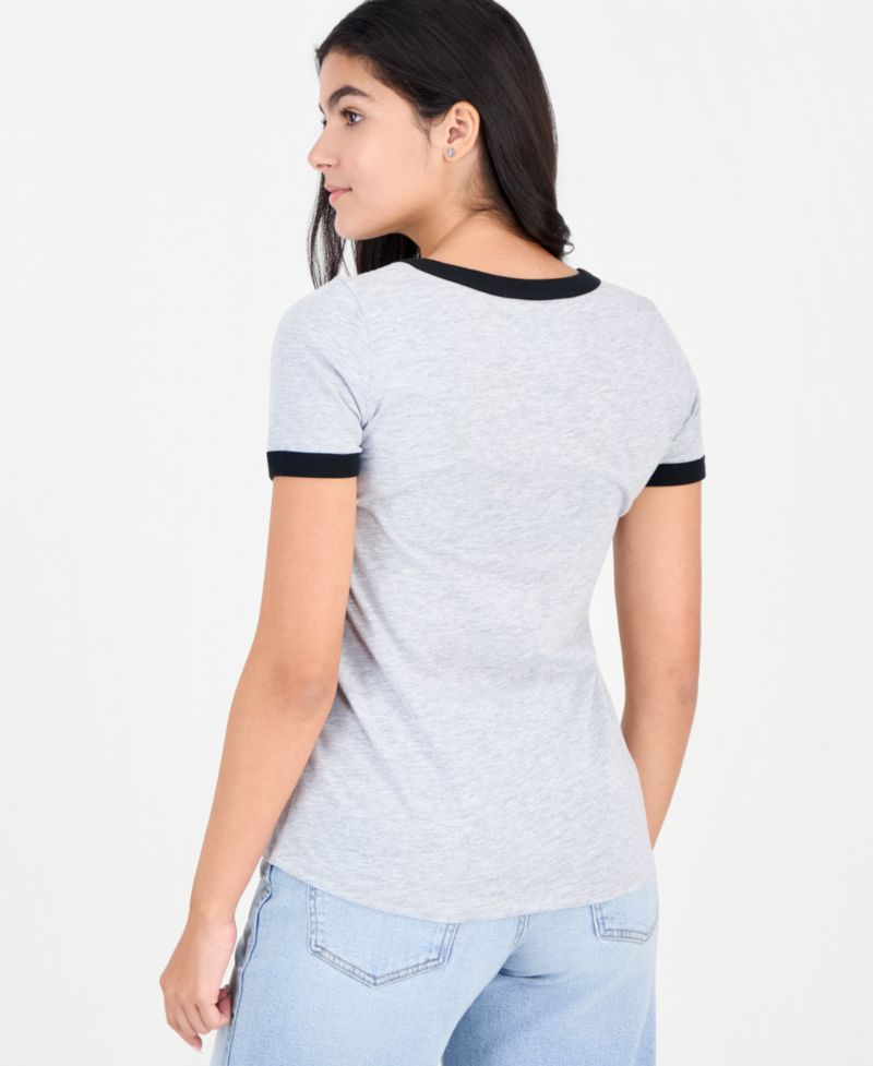 Juniors' Mickey & Minnie Graphic-Print T-Shirt
