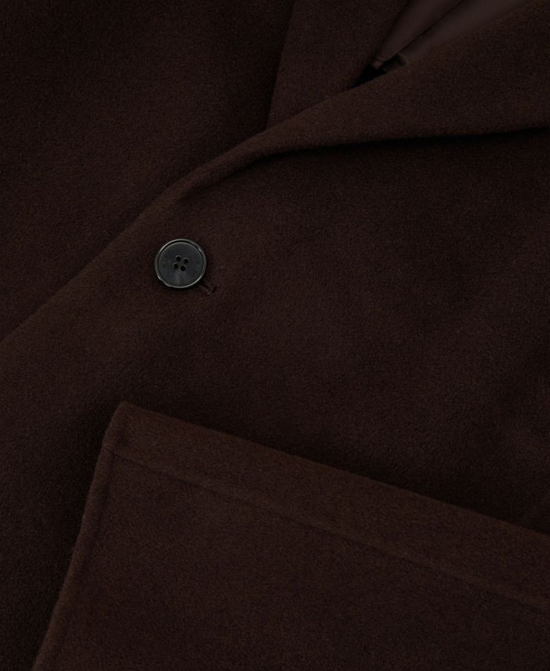 Men's Knight Single-Breasted Wool-Blend Brushed Overcoat