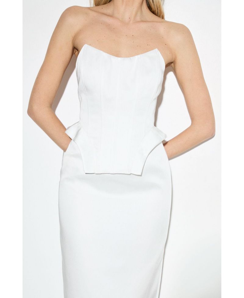 Women's Premium Bonded Satin Corset Midaxi Dress