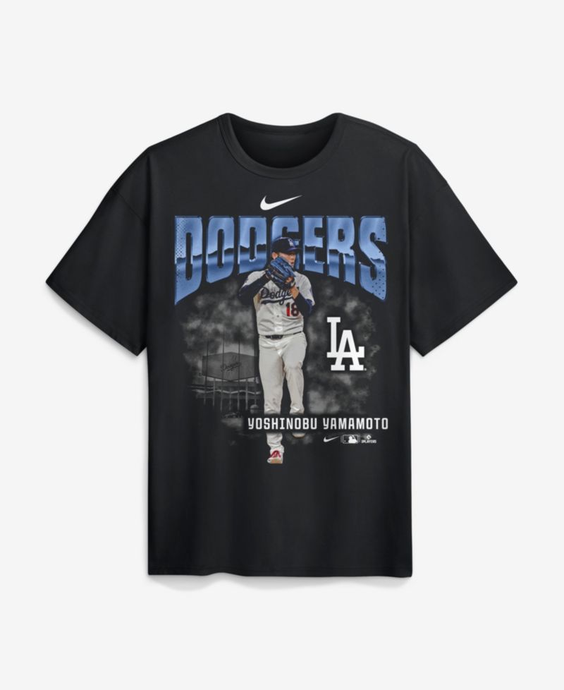 Men's Yoshinobu Yamamoto Black Los Angeles Dodgers Enlarged Player Graphic Max90 Heavyweight T-Shirt