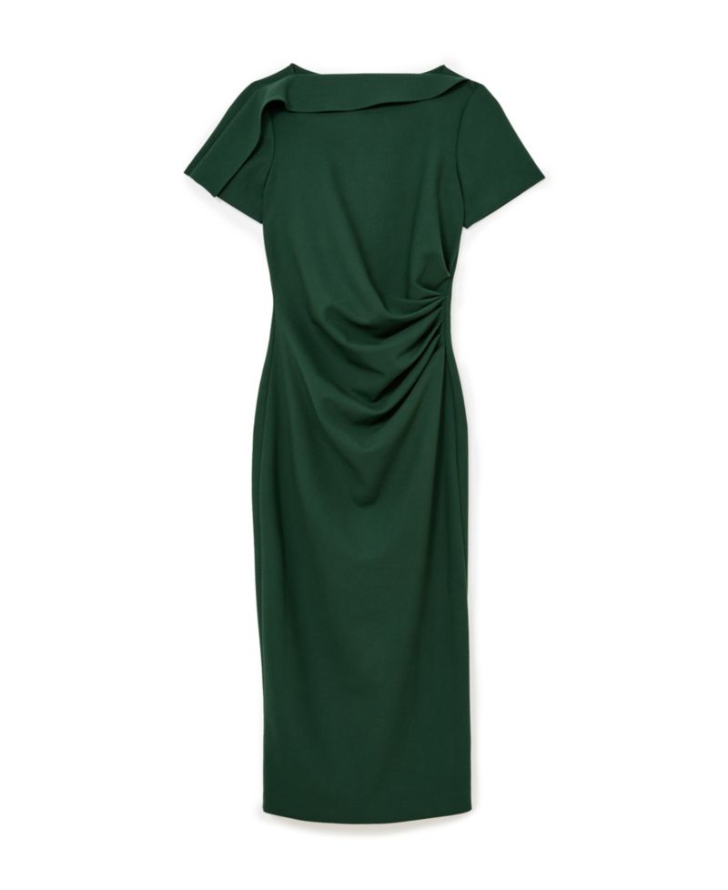 Women's Hilary Short-Sleeve Ruched Boat-Neck Midi Dress