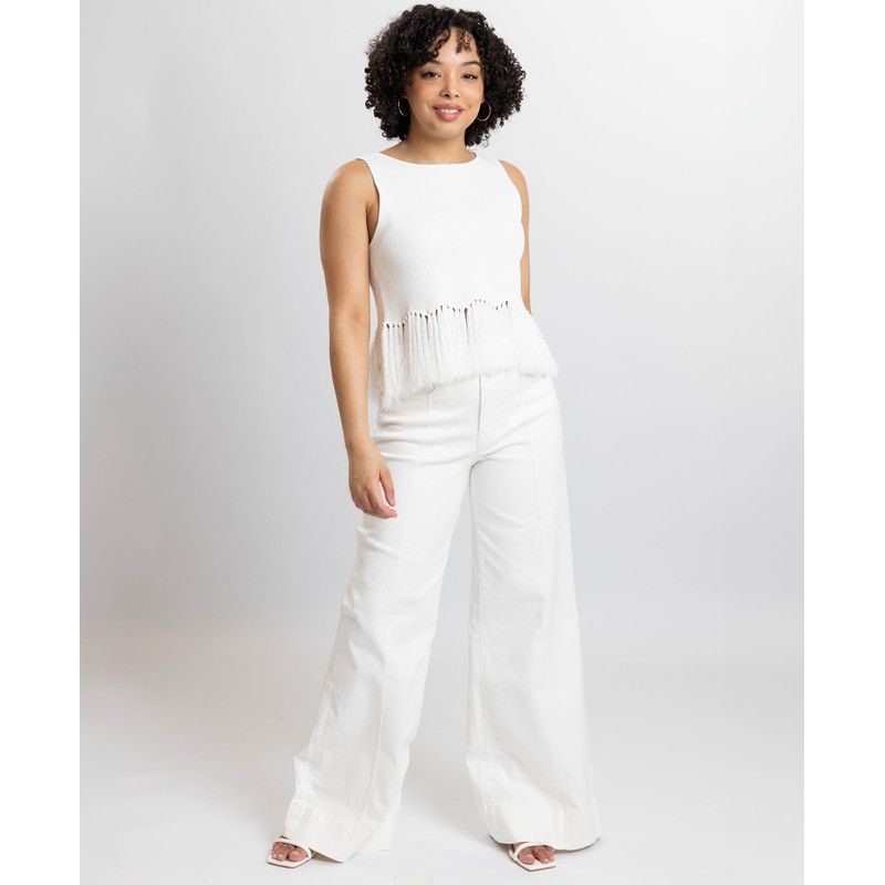 Women's Tanja Scoop Neck Fringe Peplum Sleeveless Knit Top