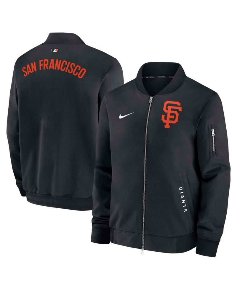 Men's Black San Francisco Giants Authentic Collection Dugout Full-Zip Bomber Jacket