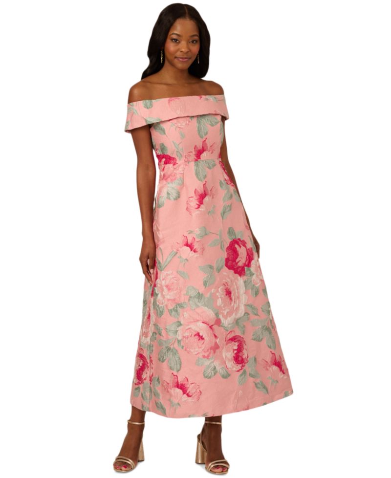 Women's Off-The-Shoulder Floral-Jacquard Dress