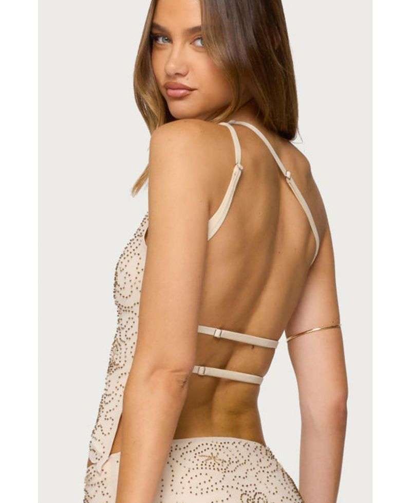 Women's Astrid Beaded Backless One Shoulder Top