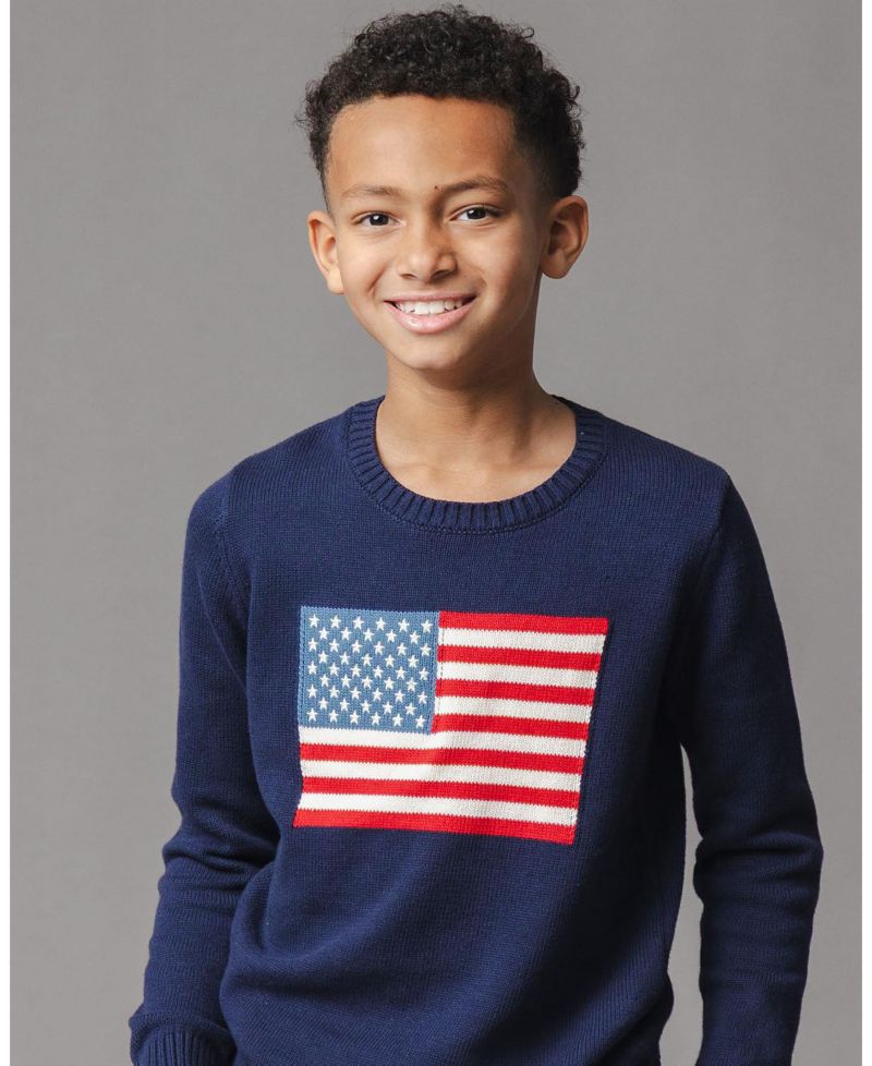 Little Boys Hope and Henry Organic Crew Neck Flag Sweater