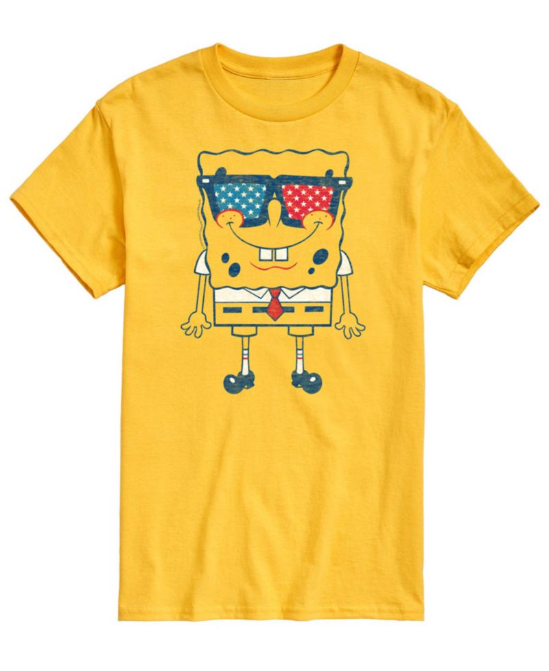 Men's SpongeBob SquarePants Flag Fill Sunglasses Short-Sleeve Graphic T-Shirt