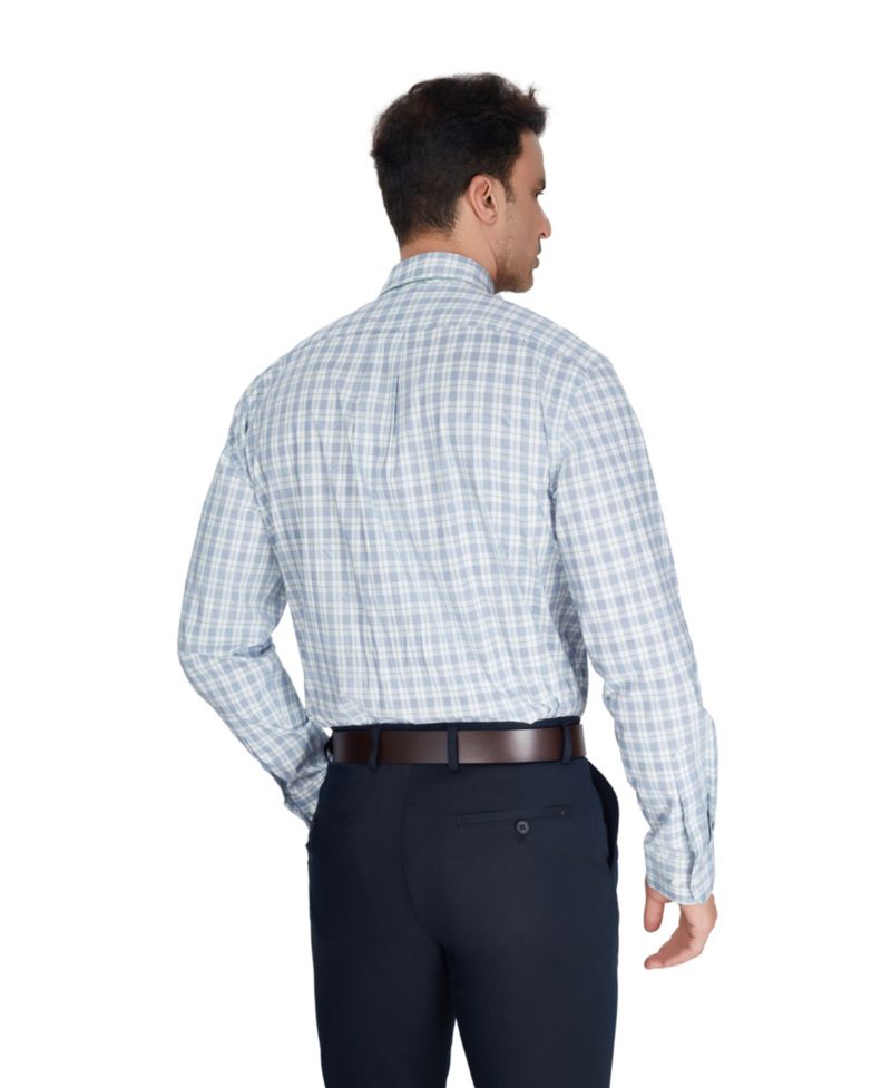 Men's Regular-Fit Plaid Pattern Dress Shirt