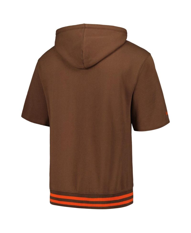 Men's Brown Cleveland Browns Pre-Game Short Sleeve Pullover Hoodie