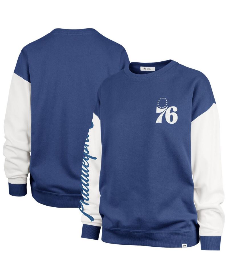 Women's Royal Philadelphia 76ers Plus Size Oversized Rise Andie Pullover Sweatshirt