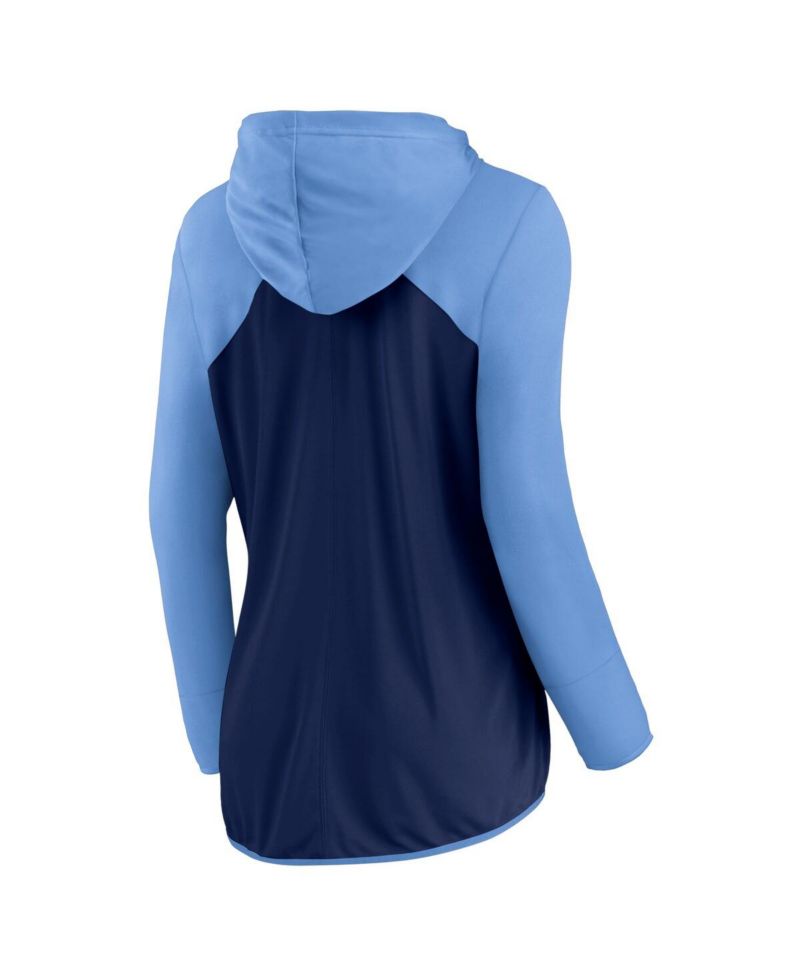 Women's Navy, Light Blue Tennessee Titans Forever Fan Full-Zip Hoodie