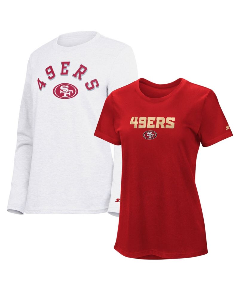Women's Scarlet/Ash San Francisco 49ers Short Sleeve & Long Sleeve T-Shirt Combo Pack