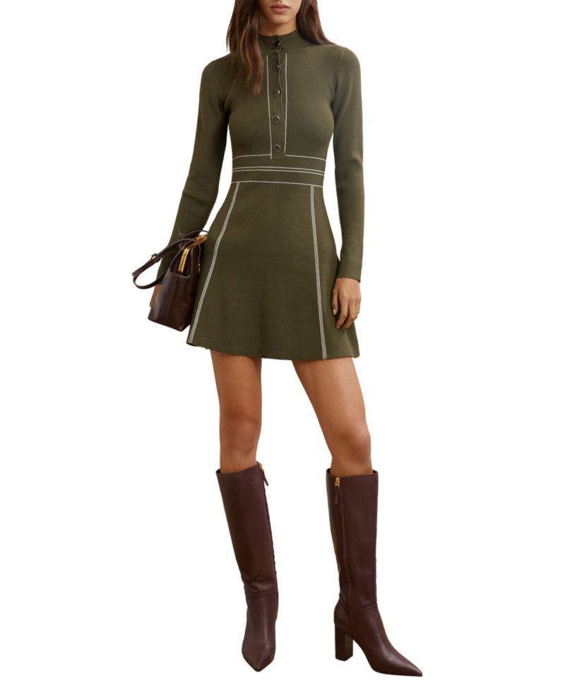 Women's Alex Mock-Neck Long-Sleeve Rib-Knit Mini Sweater Dress