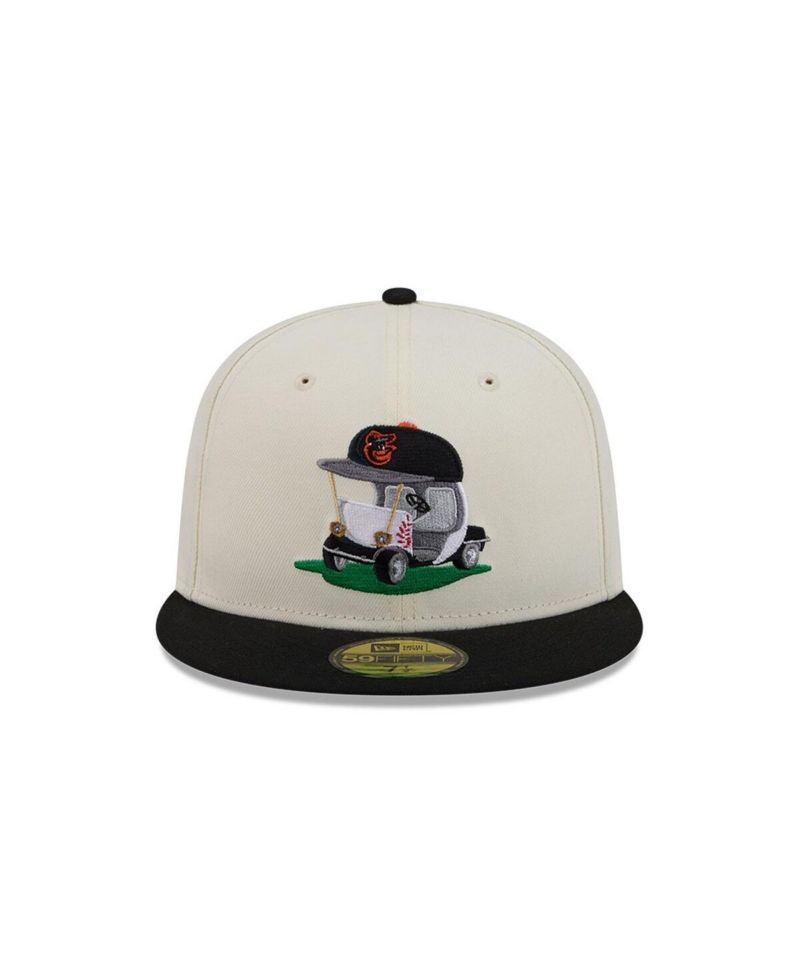Men's Cream/Black Baltimore Orioles Bullpen Cart 59FIFTY Fitted Hat