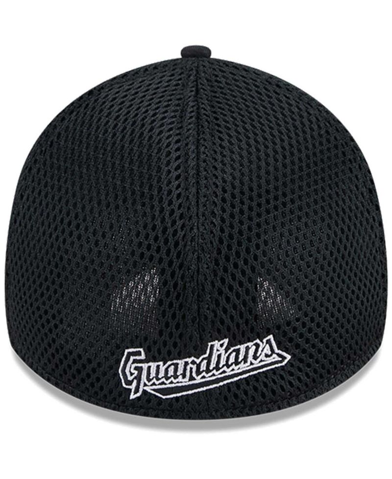 Men's Cleveland Guardians Evergreen Black White Neo 39Thirty Flex Hat