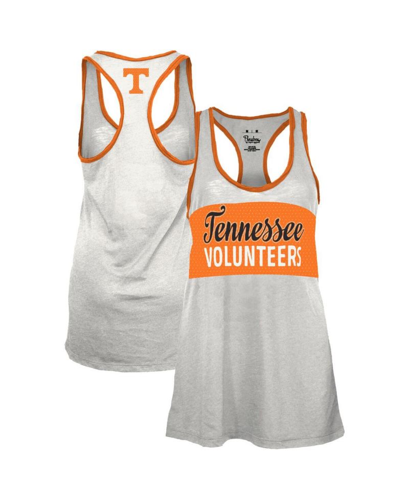 Women's White/Tennessee Orange Tennessee Volunteers Tracy Racerback Burnout Tank Top