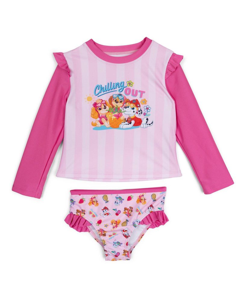 Toddler Girls Swimwear 2-Piece Rash Guard and Bikini Bottom Set UPF 50+
