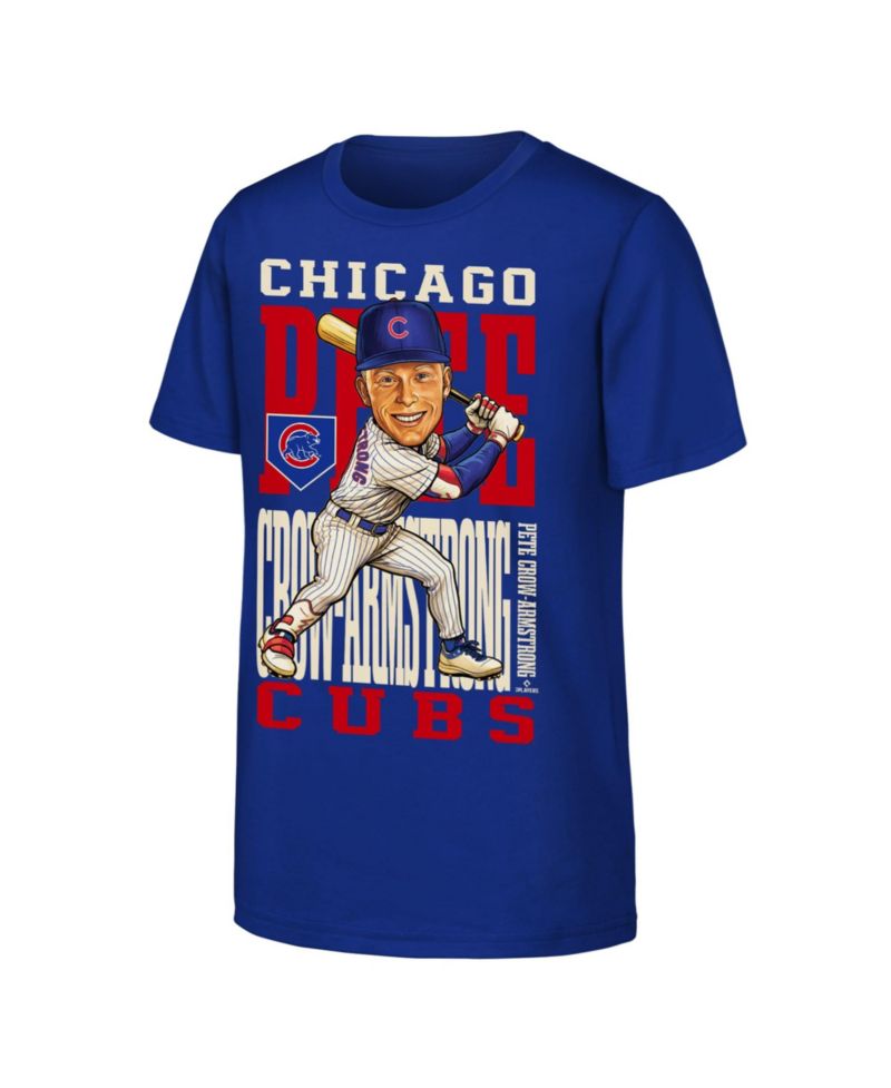 Big Boys and Girls Pete Crow-Armstrong Royal Chicago Cubs Caricature Clash T-Shirt