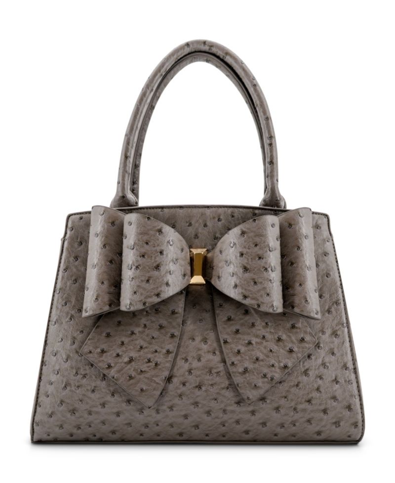 Elodie Embossed Bow Top Handle Medium Satchel Handbag