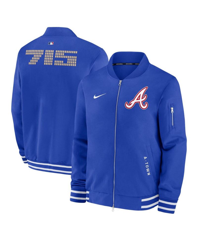 Men's Royal Atlanta Braves Authentic Collection City Connect Full-Zip Bomber Jacket