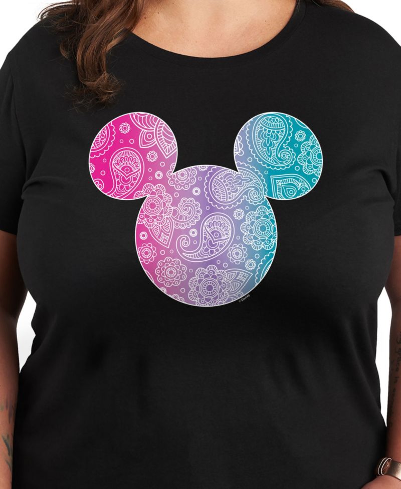 Trendy Plus Size Disney Mickey Head Fill Graphic Crew Neck T-Shirt
