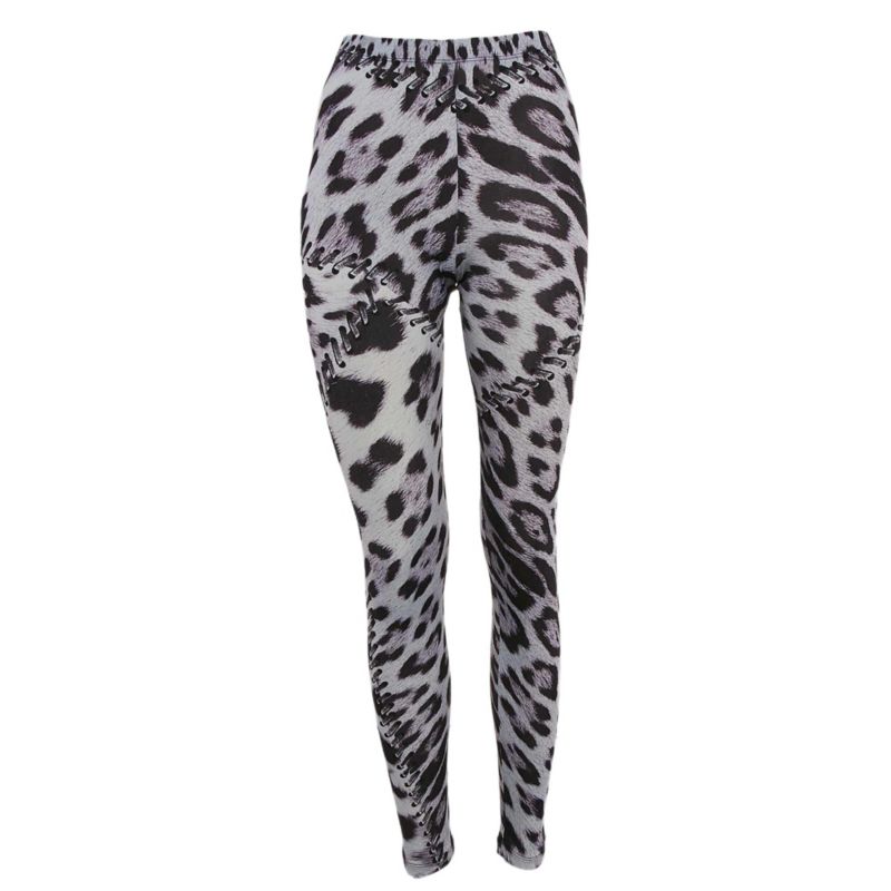 Women's Blue Leopard Print Jersey Leggings