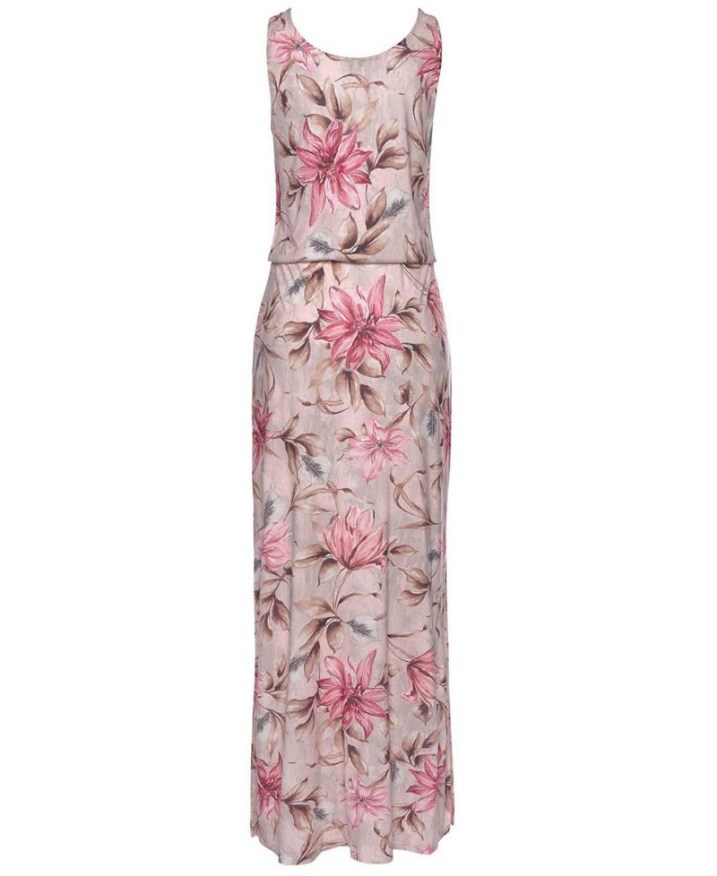 Women's Floral-Print Column Scoop Neck Maxi Dress
