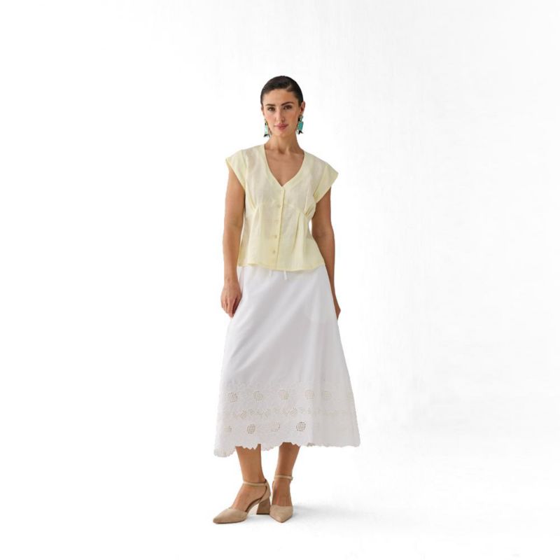 Women's The Deep V Neck Top in Butter Lemon
