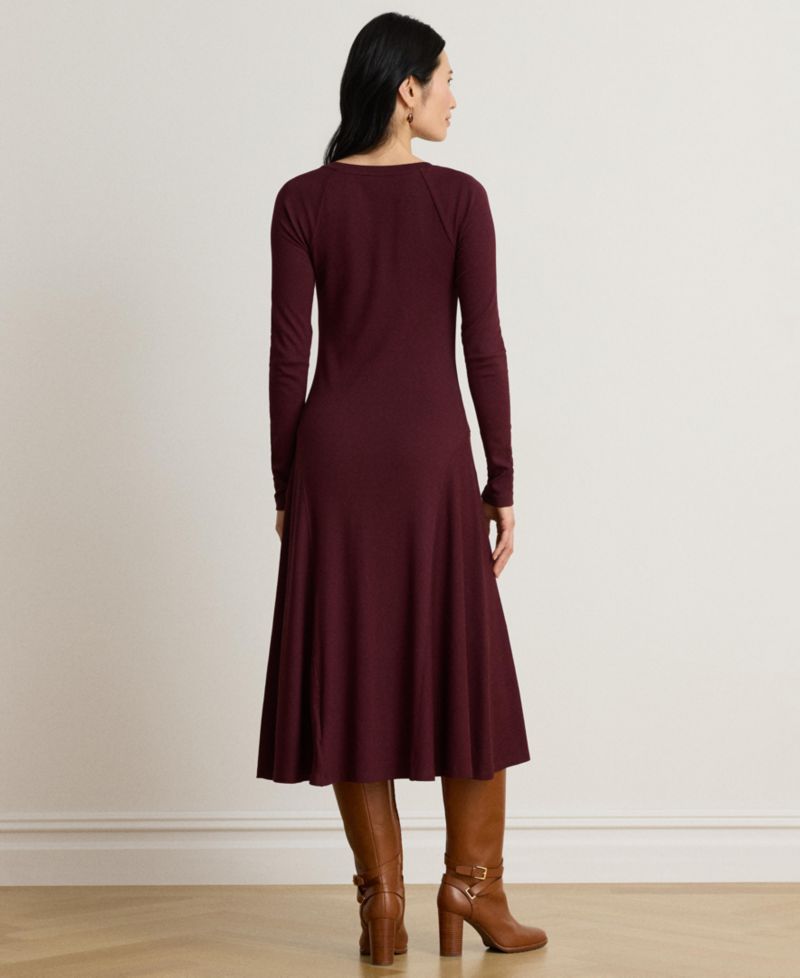 Women's Rib-Knit Midi Crewneck Dress