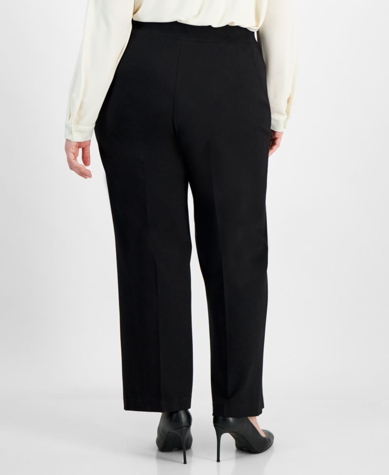 Plus Size Compression Pull-On Wide-Leg Trousers